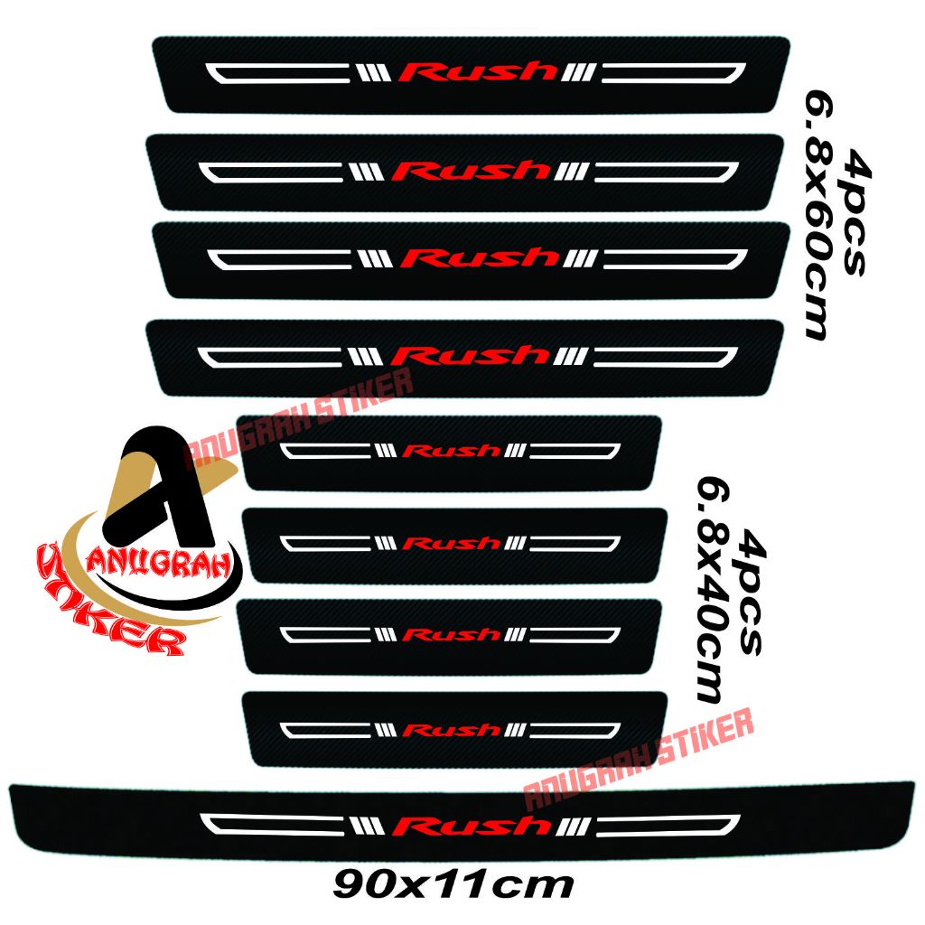 PROMO 9pcs stiker carbon toyota rush cutting stiker pelindung pintu mobil dari pijakan kaki Harga 30,000 rupiah*Gratis Ongkir