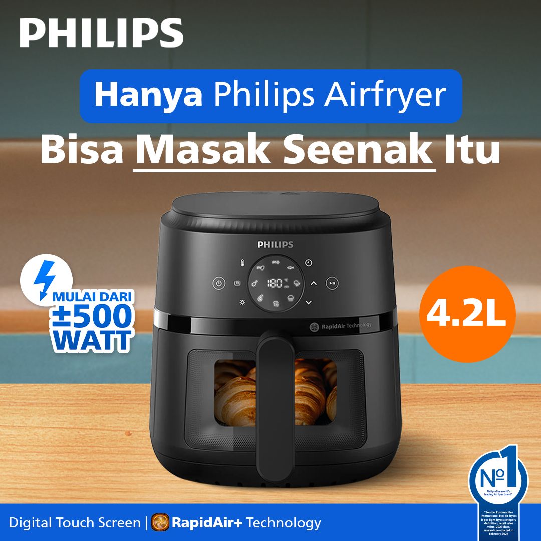 New! Philips Low Watt 500W Transparent Airfryer Best Choice 4.2L NA220/00 with transparent window, touch screen digital multifunction Air Fryer, black, best air fryer, Philips Air Fryer, best Air Fryer Harga 982,000 rupiah*Gratis Ongkir