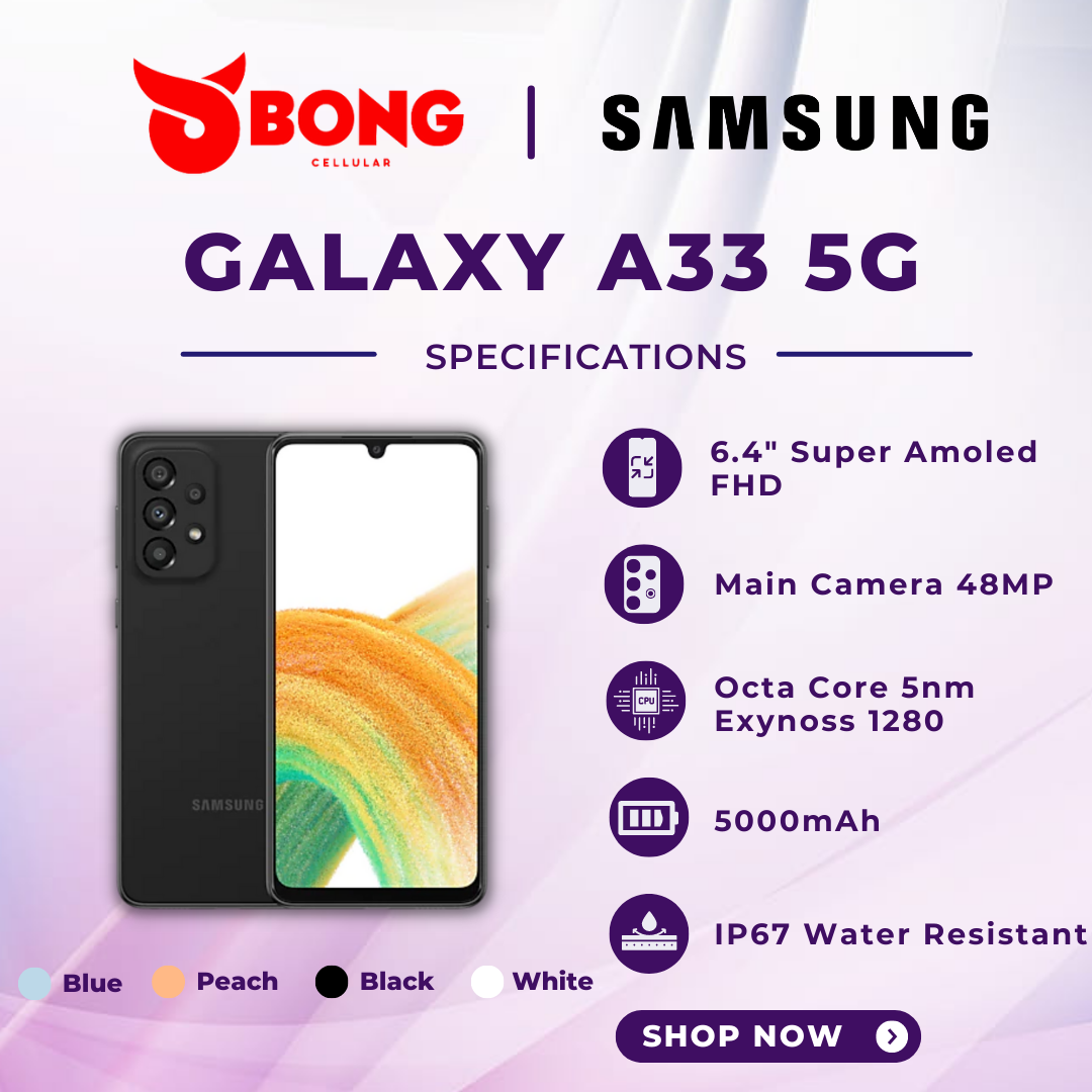 SAMSUNG GALAXY A33 5G 8/256GB GARANSI RESMI Harga  4,838,000 Ringgit*Penghantaran Percuma