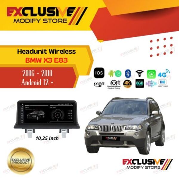 BMW X3 E83 (2006 - 2010) New headunit wireless Apple CarPlay Android 12 + high spec software Harga 9,500,000 rupiah*Gratis Ongkir