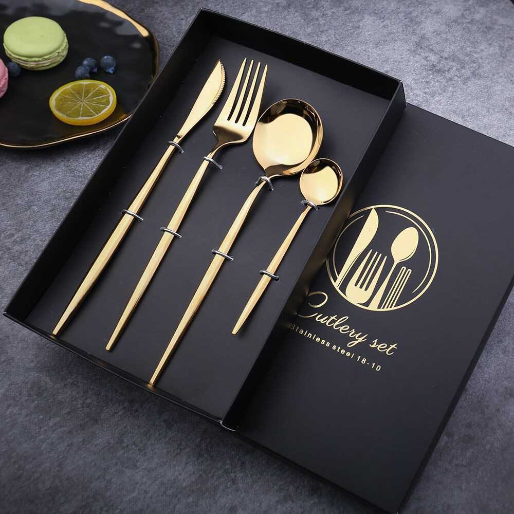 Set Perlengkapan Makan Sendok Garpu Pisau Korea Stainless Steel Anti Karat Tebal Spoon Fork Set Alat M…