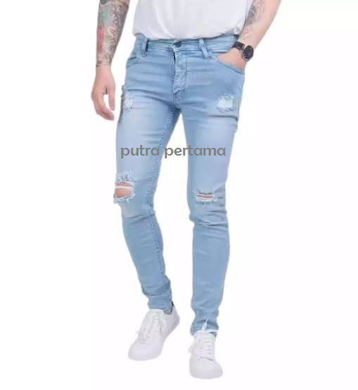 CELANA JEANS PRIA SOBEK LUTUT TERBARU 