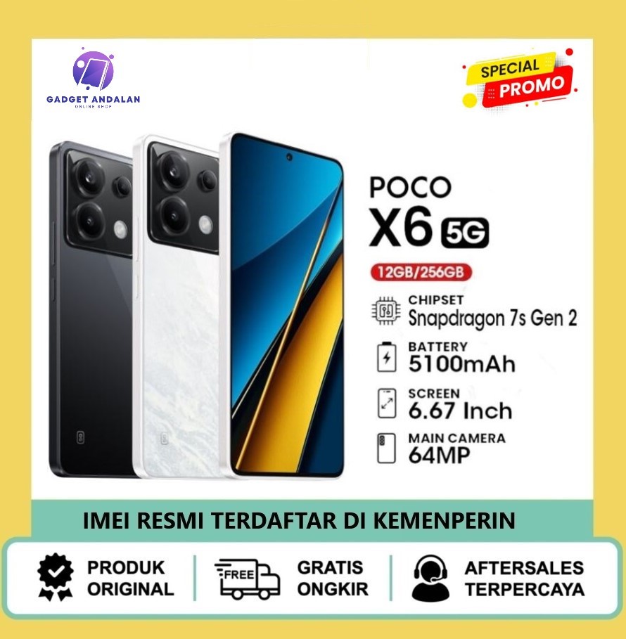 POCO X6 12+256GB | Powerful Snapdragon 7s Gen 2 FIow AMOLED 120 Hz Harga 2,959,000 rupiah*Gratis Ongkir