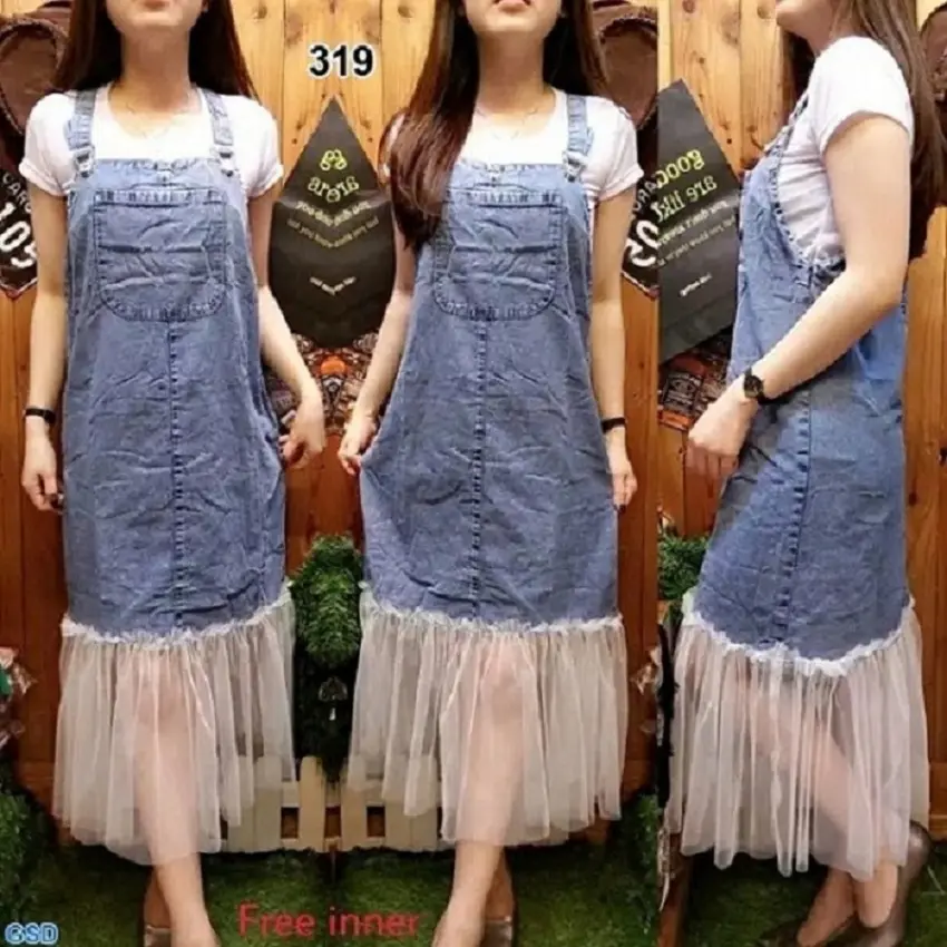 dress denim wanita