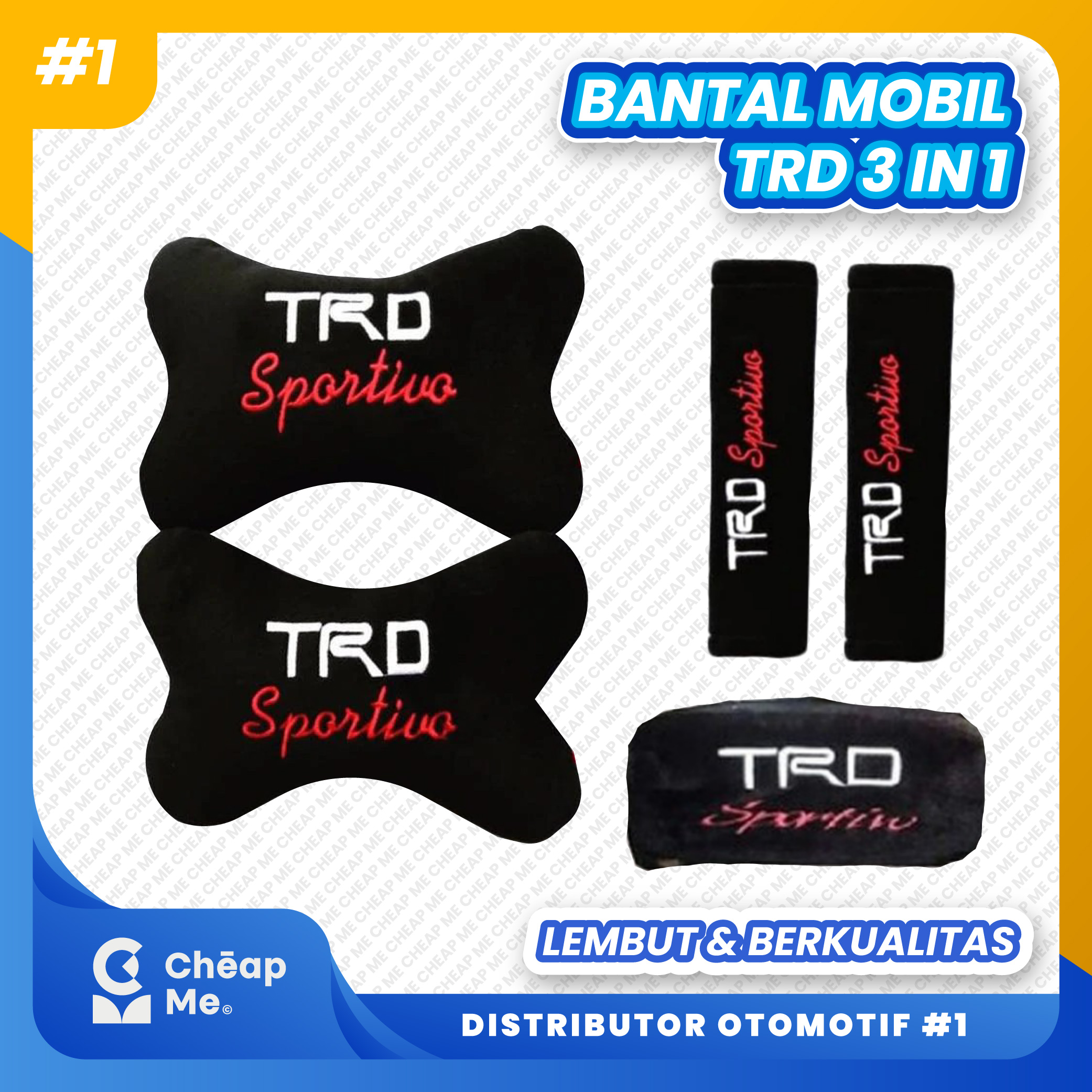 Bantal Mobil TRD Toyota Racing / Bantal Car Set Bantal Mobil TRD 3in1 / Bantal Mobil Aksesoris TRD / Bantal Mobil TRD 2in1 / Bantal Mobil SET TRD / Bantal TRD 3in1 Harga  65,000 Ringgit*Penghantaran Percuma