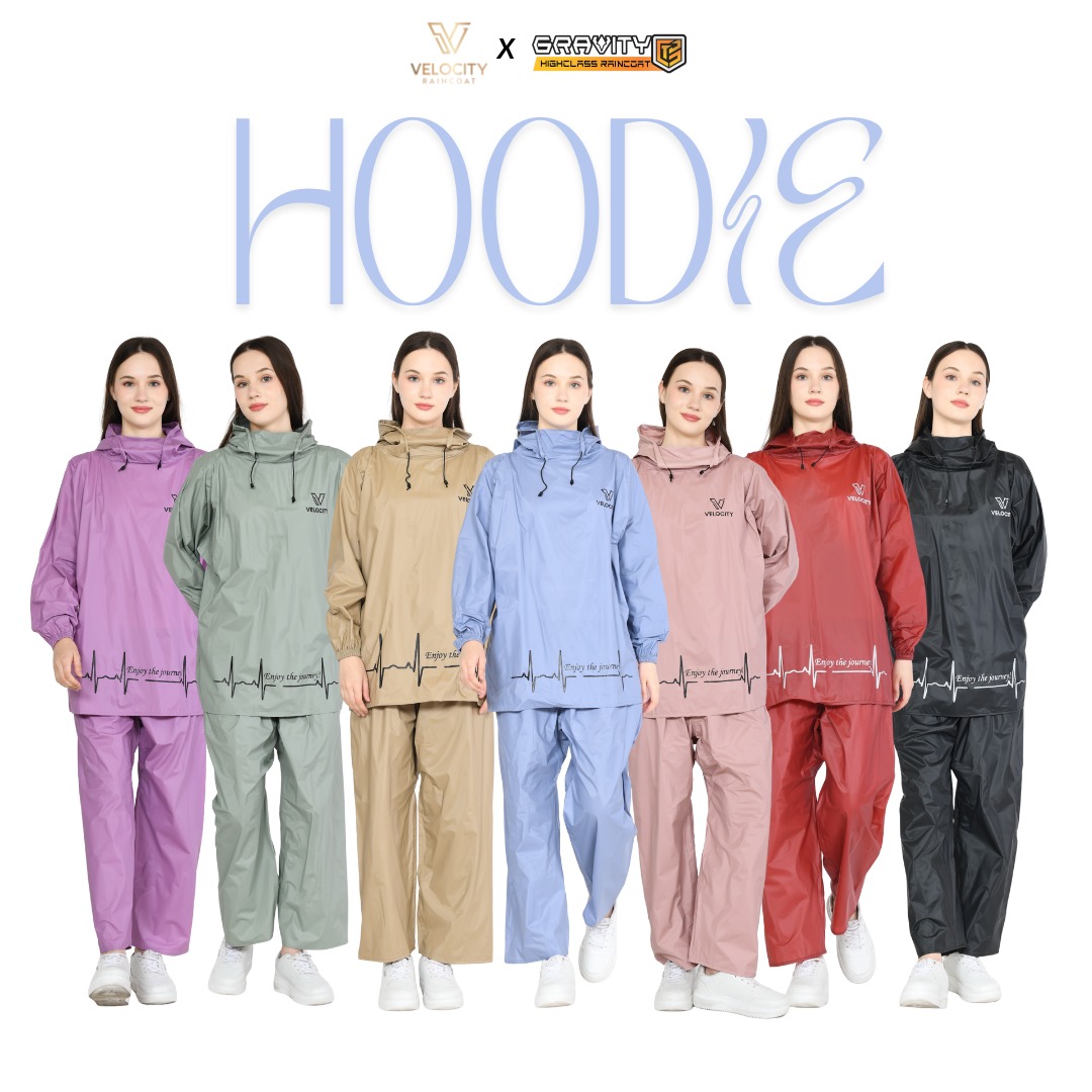 Velocity Raincoat Hodie for Men and Women Anti-Seepage by Gravity Harga 78,500 rupiah*Gratis Ongkir