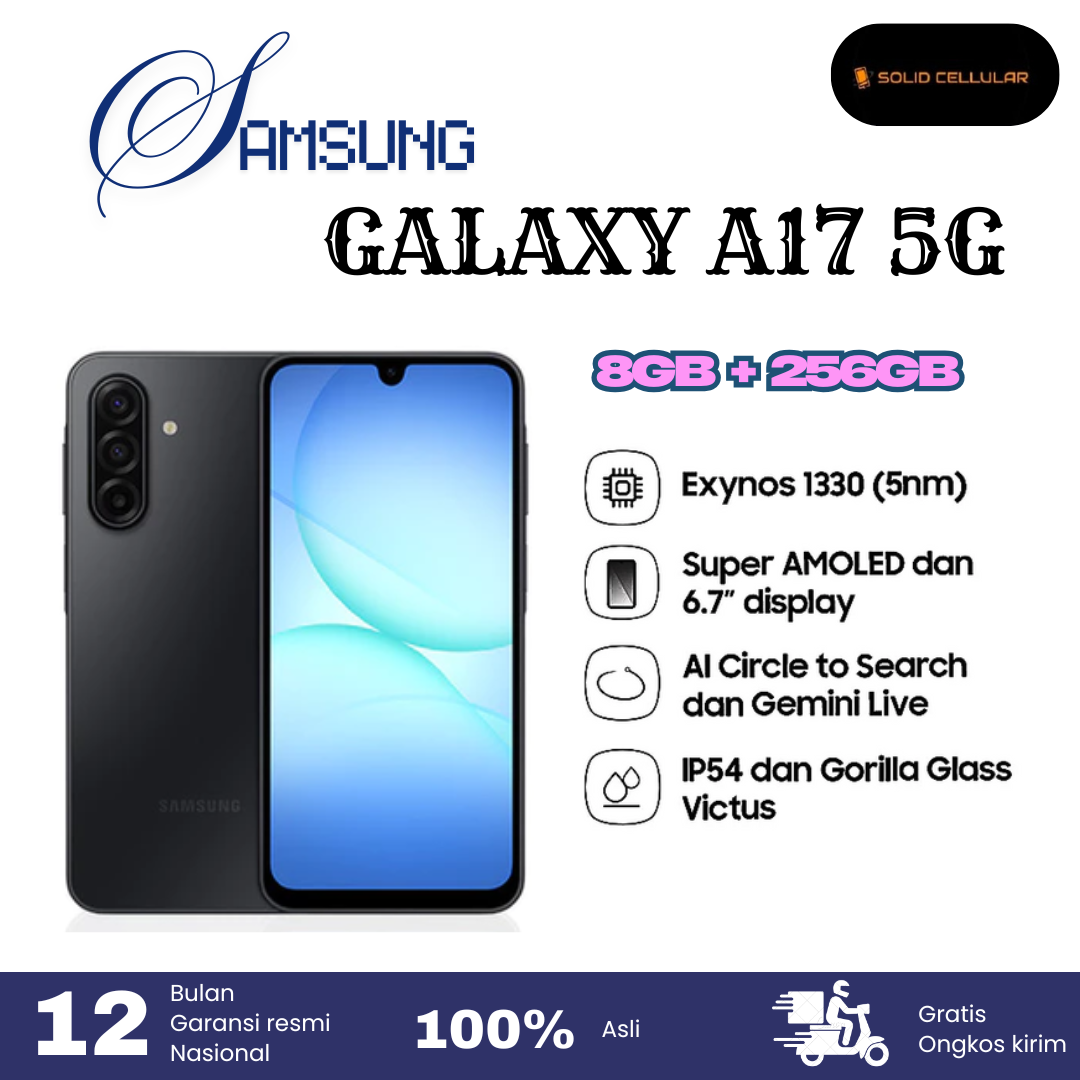 Samsung Galaxy A17 5G 8/256GB Garansi Resmi Harga  3,699,000 Ringgit*Penghantaran Percuma
