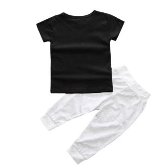 1 Set Bayi Laki-Laki Anak T-Shirt Atasan + Celana Panjang Hitam April 2019 - 2 1 Set Bayi Laki-Laki Anak T-Shirt Atasan + Celana Panjang Hitam - 2