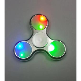 Gambar AIUEO   Fidget Spinner LED New Exotic Hand Toys Mainan Tri Spinner EDC Focus Games Fidget Spinner Metalic Led   Silver