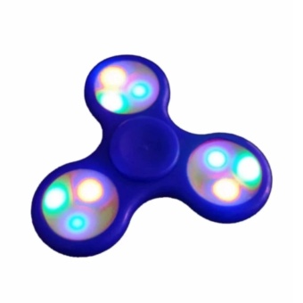 Gambar AIUEO LED Fidget Spinner Hand Toys Mainan Tri Spinner EDC Focus Games Penghilang Stress   Biru Tua