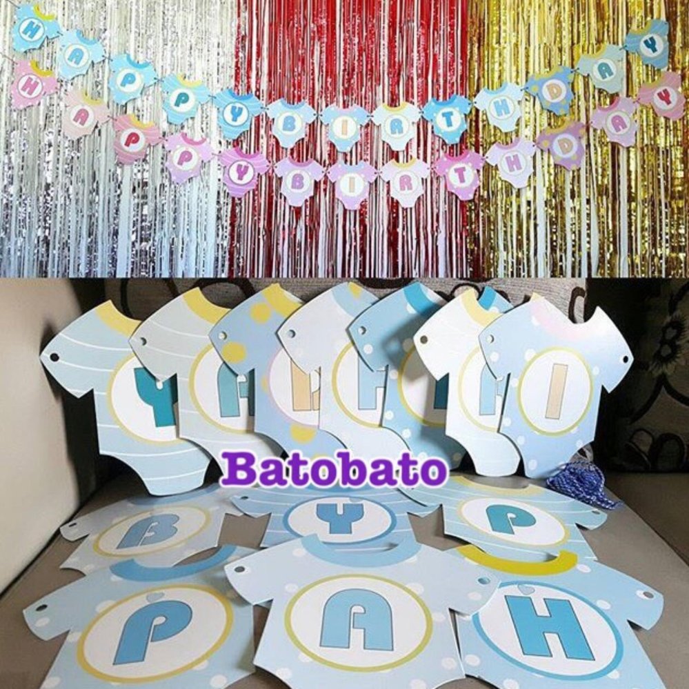 Banner / Bunting Flag Happy Birthday Motif Baju Baby Shower