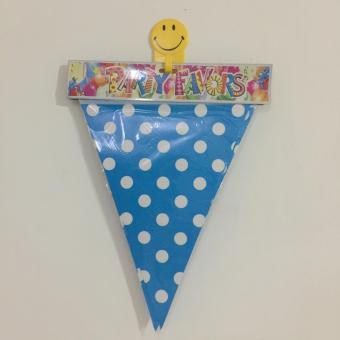 Gambar Banner Flag   Bunting Flag Segitiga Polkadot Biru