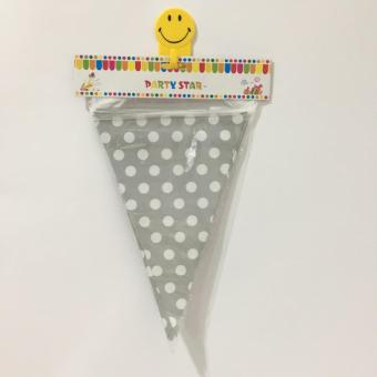 Gambar Banner Flag   Bunting Flag Segitiga Polkadot Silver