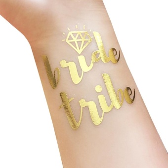 Gambar Bride   Groom Temporary Tattoo Metallic Gold Letters Transfer Tattoos for Wedding Party Decoration Photograph Props SizeT17   intl