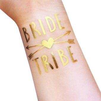 Gambar Bride   Groom Temporary Tattoo Metallic Gold Letters Transfer Tattoos for Wedding Party Decoration Photograph Props SizeT35   intl