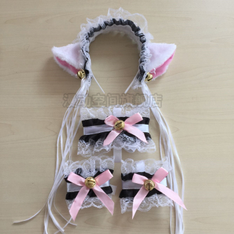 Catgirl Lolita kucing mikrofon renda kucing telinga hiasan kepala jepit rambut jepit rambut rambut band Catgirl Lolita kucing mikrofon renda kucing telinga hiasan kepala jepit rambut jepit rambut rambut band