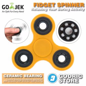 Gambar Fidget Spinner Keramik   Ceramic Ball Bearing Tri Spinner Hand Toys Focus Game   Kuning