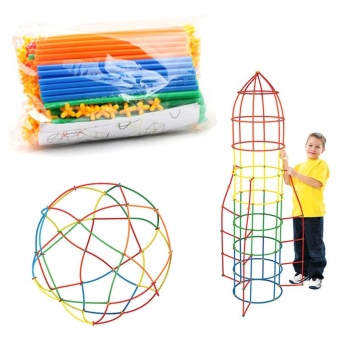 Gambar Gracefulvara Plastic Kids 4D Straw Building Blocks Joint Creative Development Toys 100 Pack   intl