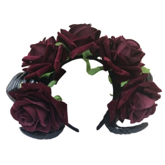 Halloween Vintage Restyle Sheep Horn Rose Flower Headband GothicBeauty Horror Horns Halloween Fancy Dress ball Hair Accessories -intl Halloween Vintage Restyle Sheep Horn Rose Flower Headband GothicBeauty Horror Horns Halloween Fancy Dress ball Hair Accessories -intl