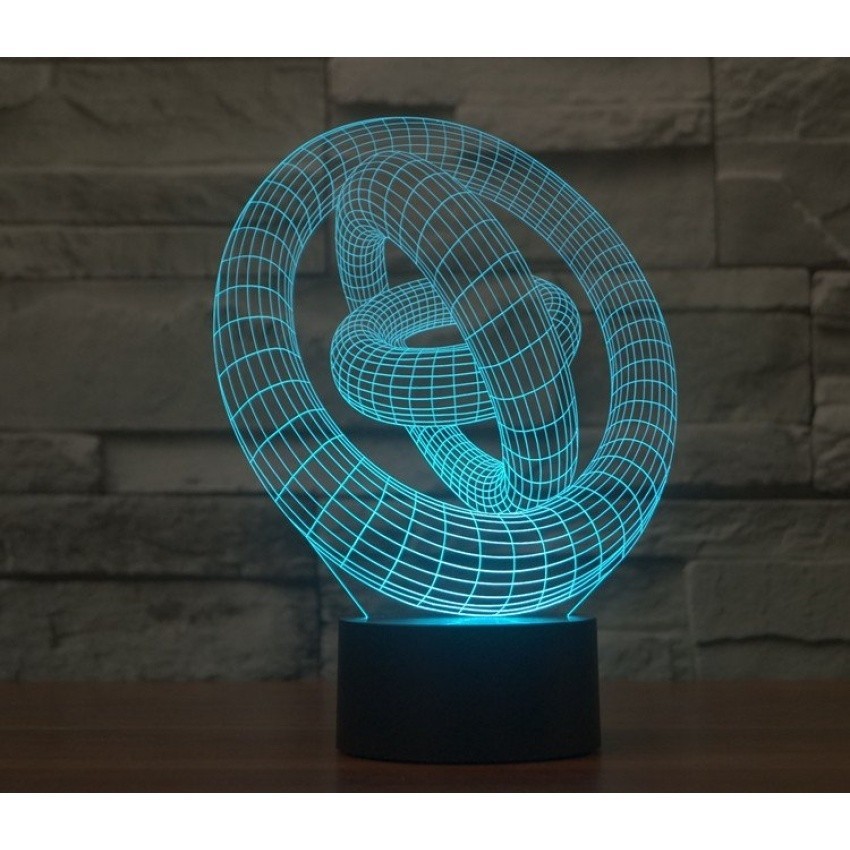 Illusion 3 Torus 3D LED Night Sleeping Light Acrylic Colorful7Colors Mengubah Anak Bayi Dekorasi Kamar Tidur Lampu Meja USB-Intl