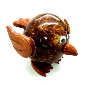 Gambar Jogja Craft Celengan Batok Tempurung Kelapa Bentuk Angry Bird  Coklat