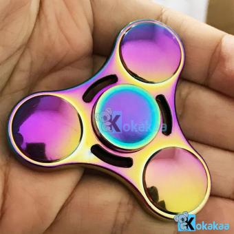 Gambar Kokakaa Fidget Hand Spinner Premium Rainbow Chrome 3 Bullet 2,5 inch Anti Stress Toy Adhd Autism Therapy Exclusive Case Bundle