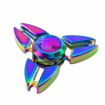 Gambar Kokakaa Fidget Hand Spinner Premium Rainbow Chrome Shuriken 3 Bintang Mainan Anti Stress