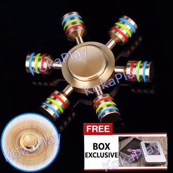 Gambar KokaPlay Fidget Spinner Metal Solid 6 Bolt Rubber Premium Hexaspinner Stress Toy Mainan Fidget 6 Baut Karet Anak ADHD