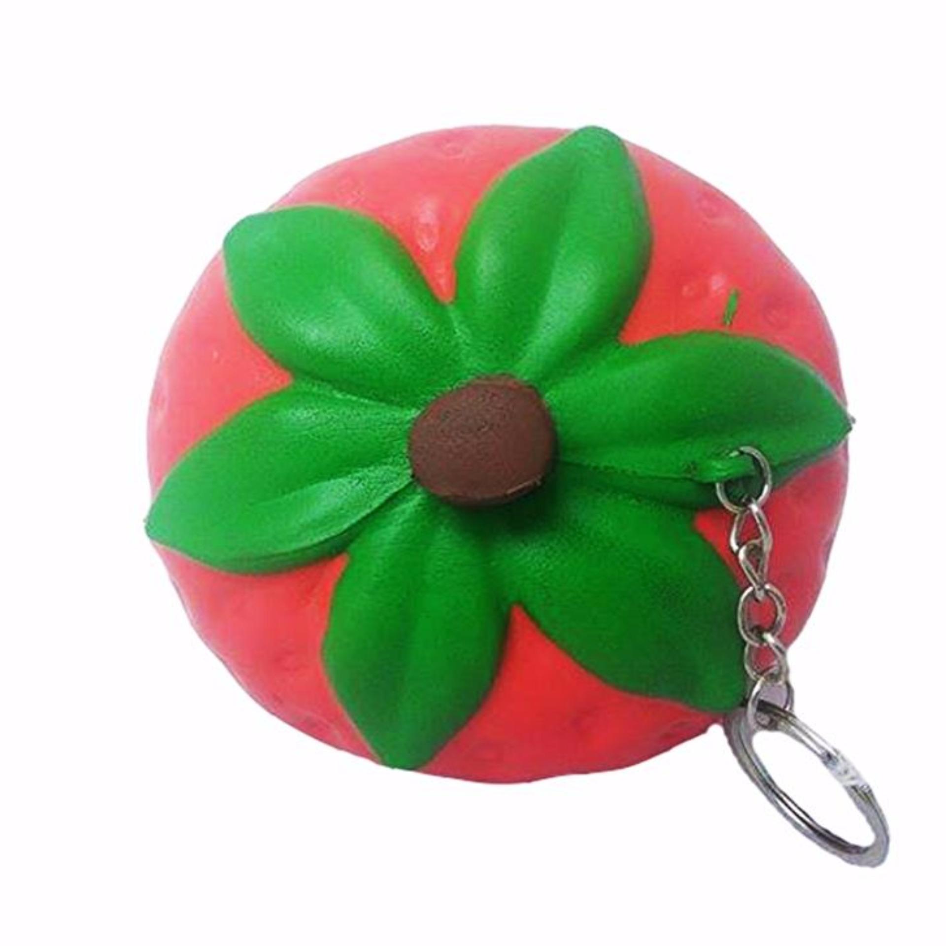 Simply Chic Gantungan Kunci Squishy Stroberi (Squishy Simulation Strawberry Slow Rising Squishy Fun Toys Key