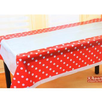 Gambar Table Cover   Taplak Meja Merah Polkadot