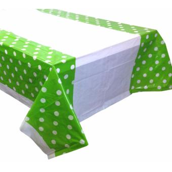 Gambar Table Cover   Taplak Meja Plastik Hijau Polkadot