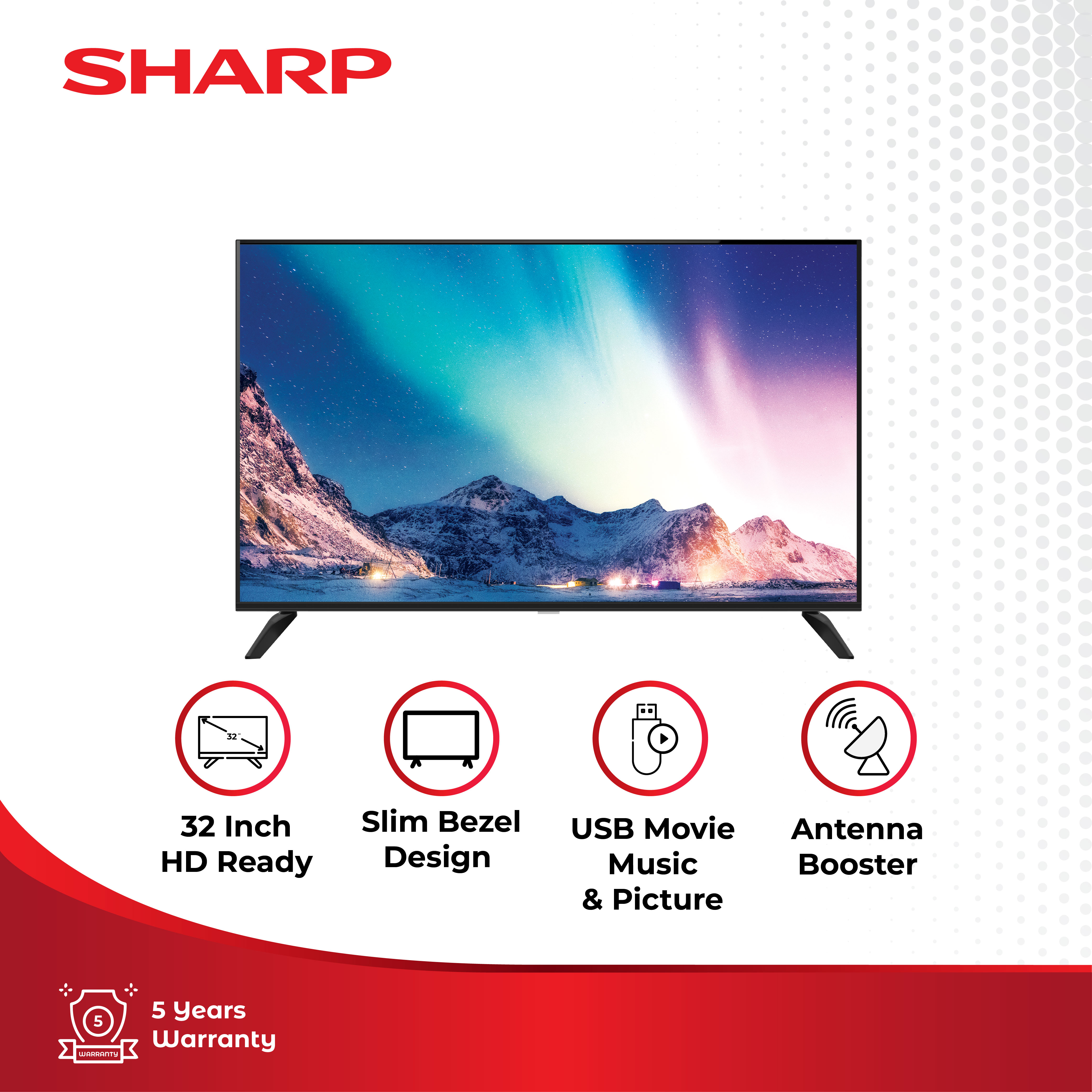 Sharp 32 inch 2K DIGITAL TV - 2T-C32HD1500I / 2T-C32HD1400I - Hitam - Merek Sharp Harga 1,509,000 rupiah*Gratis Ongkir