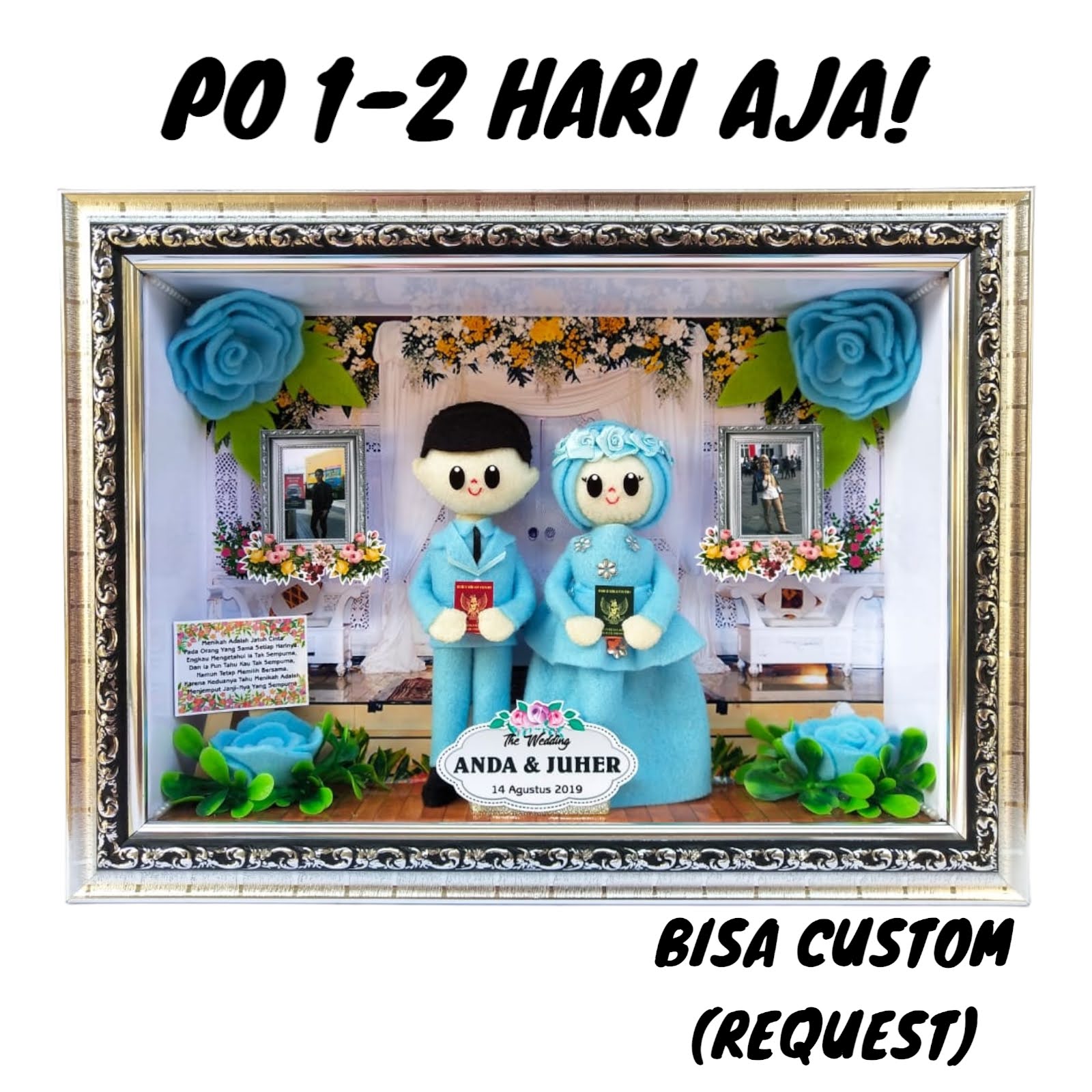 Kado Pernikahan Boneka Pengantin Modern LUCU Frame 21x30 Cm