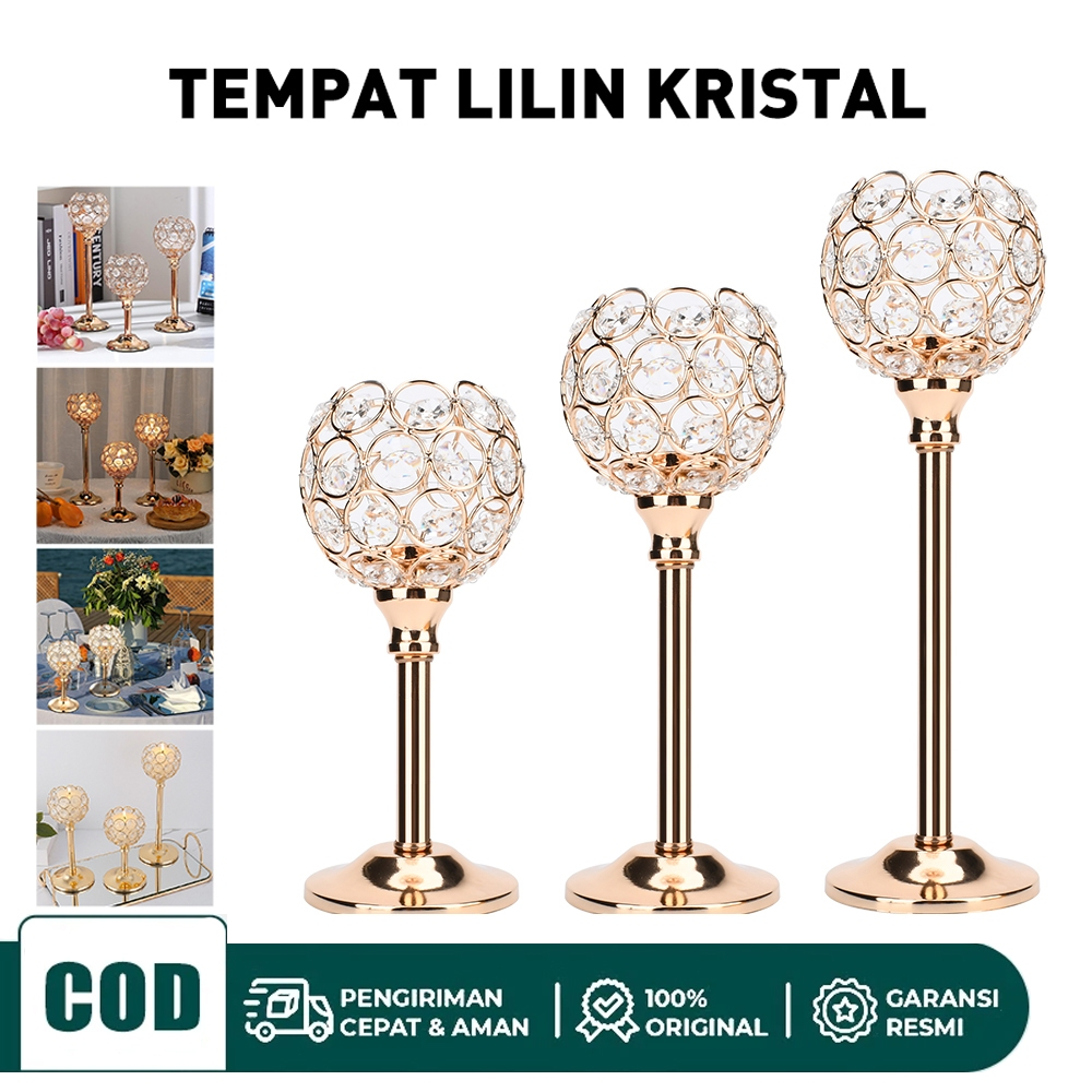 3 Height crystal candle holder 28cm crystal candle holder gold premium decoration minimalist Christmas wedding party home decoration luxury ornament dining table Harga 138,000 rupiah*Gratis Ongkir