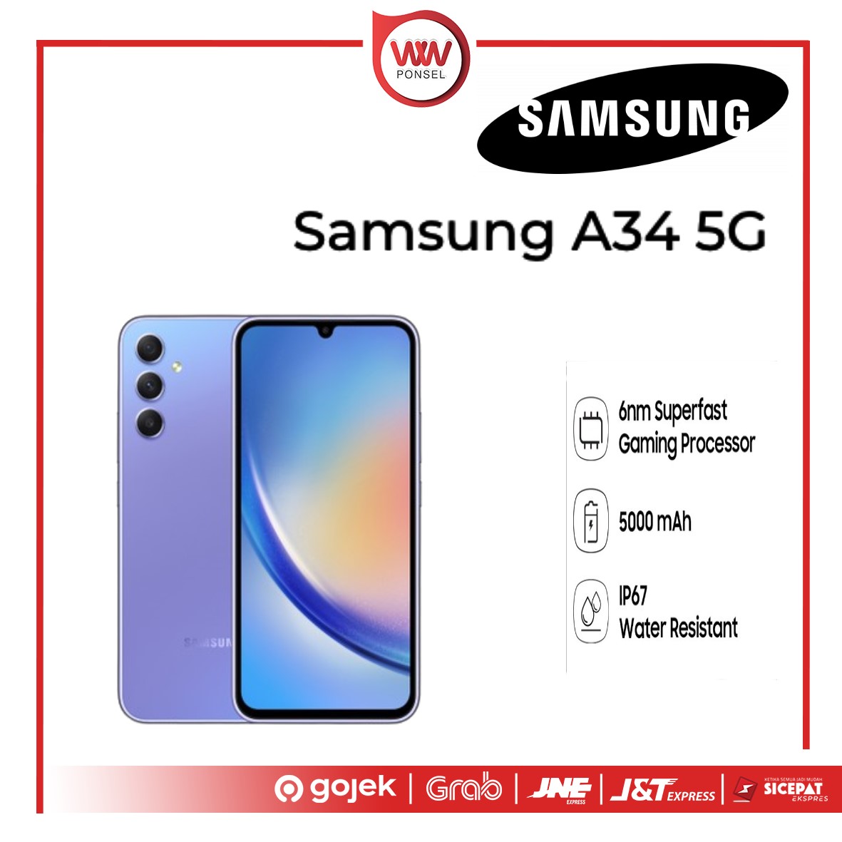Hp Samsung A34 5G Ram 8GB Internal 128GB Garansi Resmi Harga  4,599,000 Ringgit*Penghantaran Percuma