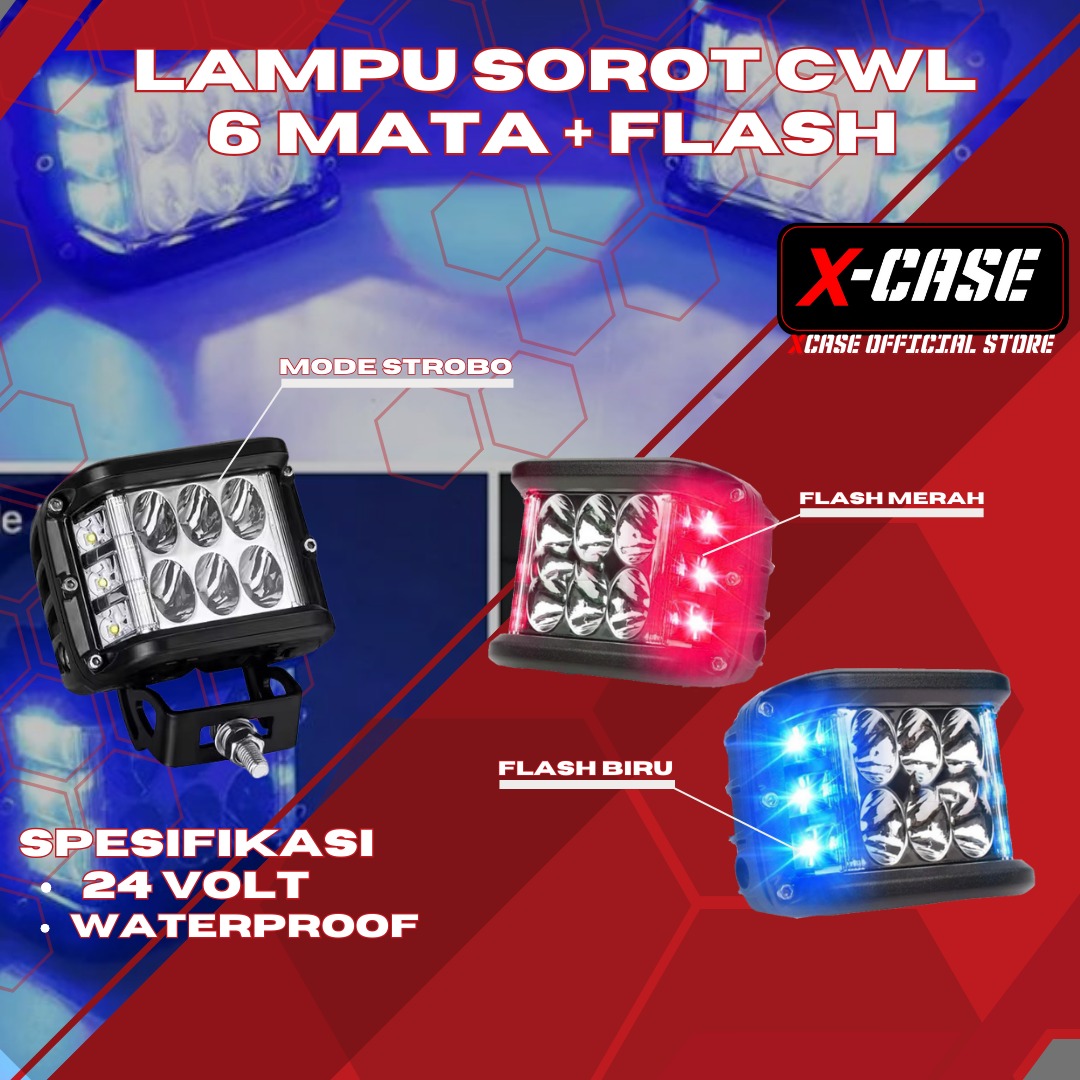 X-Case Lampu Sorot CWL 6 Mata + Bracket + Flash Kedip 4353 Harga 43,000 rupiah*Gratis Ongkir