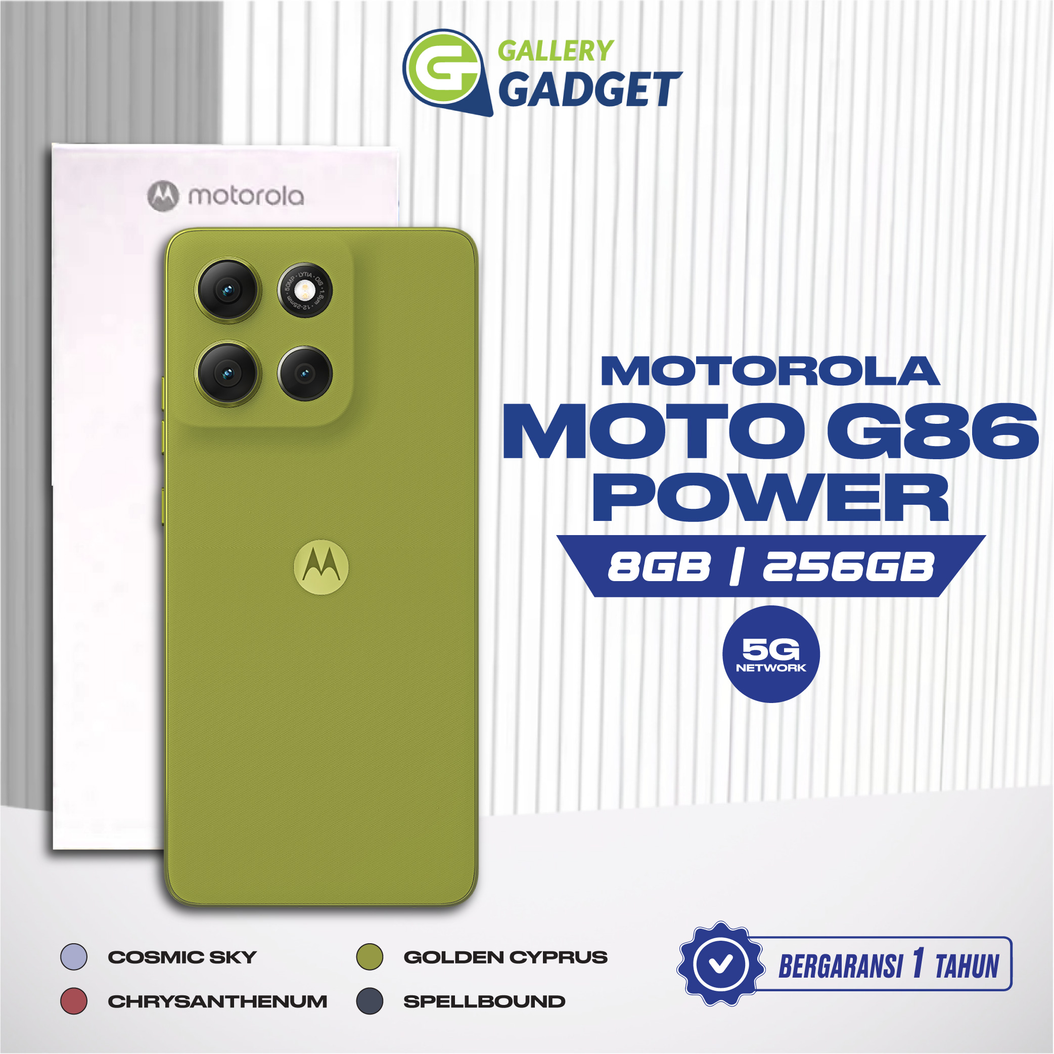 Motorola Moto G86 Power 5G 8/256 GB RAM 8GB ROM 256GB Garansi Resmi Harga 3,869,000 rupiah*Gratis Ongkir