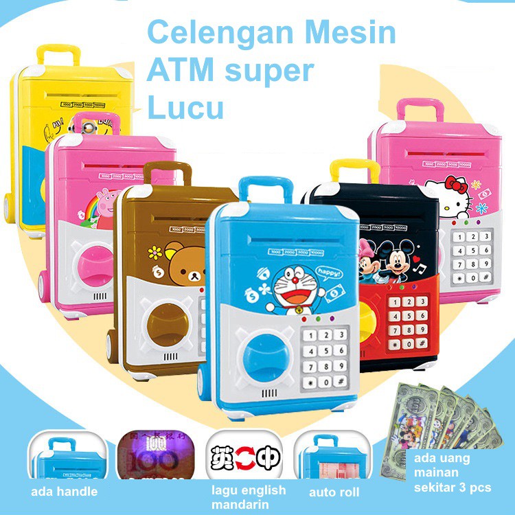 Celengan ATM Sidik Jari Musik / Celengan Brankas / Celengan Tabungan Anak Karakter