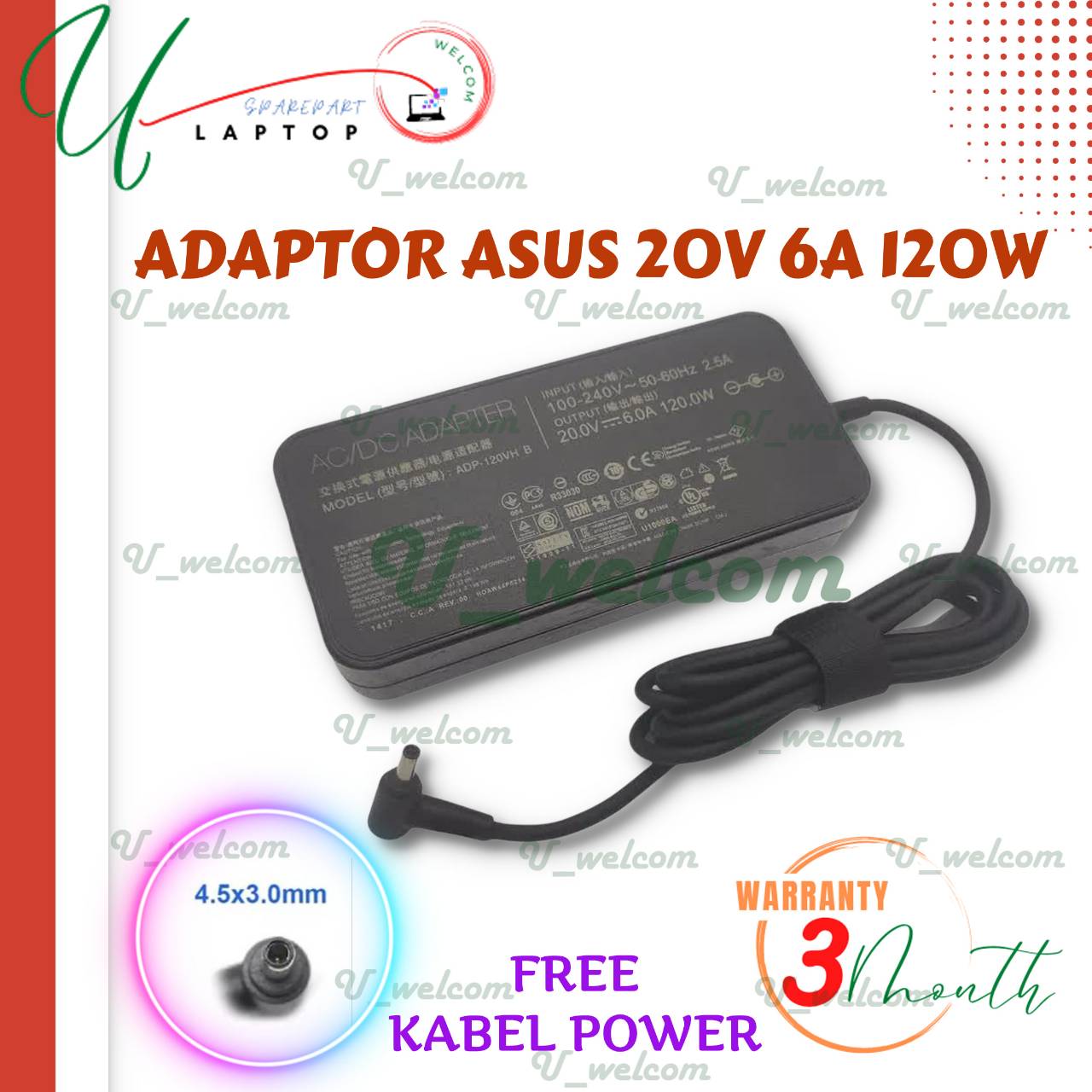 Adaptor Charger Asus ZenBook Flip 15 Q538EI Q528EH UX564 20V 6A