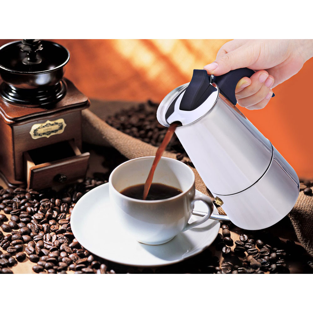 OneTwoCups Espresso Coffee Maker Moka Pot Teko Stovetop Filter 100ml 2 Cup