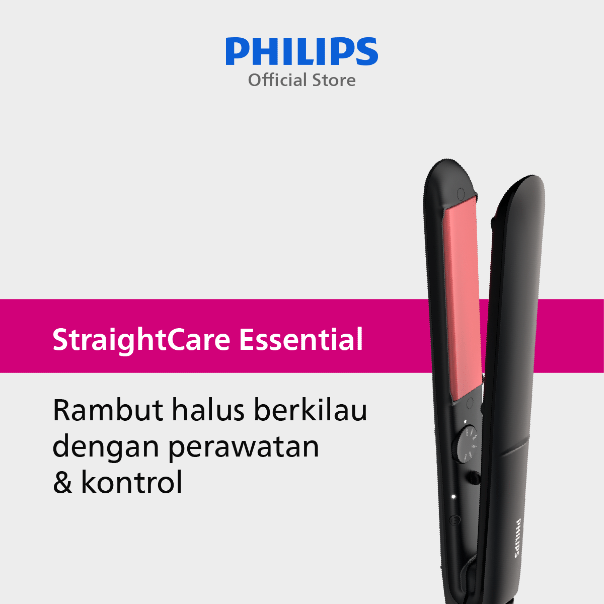Philips Straightener StraightCare Essential Catokan Rambut Rambut  Lurus dengan Perlidungan Keratin Teknologi HP8401/00