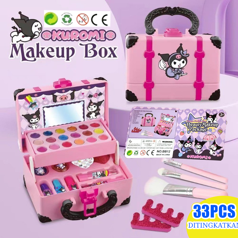 【 33PCs 】kids beauty cosmetic toys case equipment make up box set for girl birthday gift children makeup sets Harga  41,000 rupiah*Gratis Ongkir