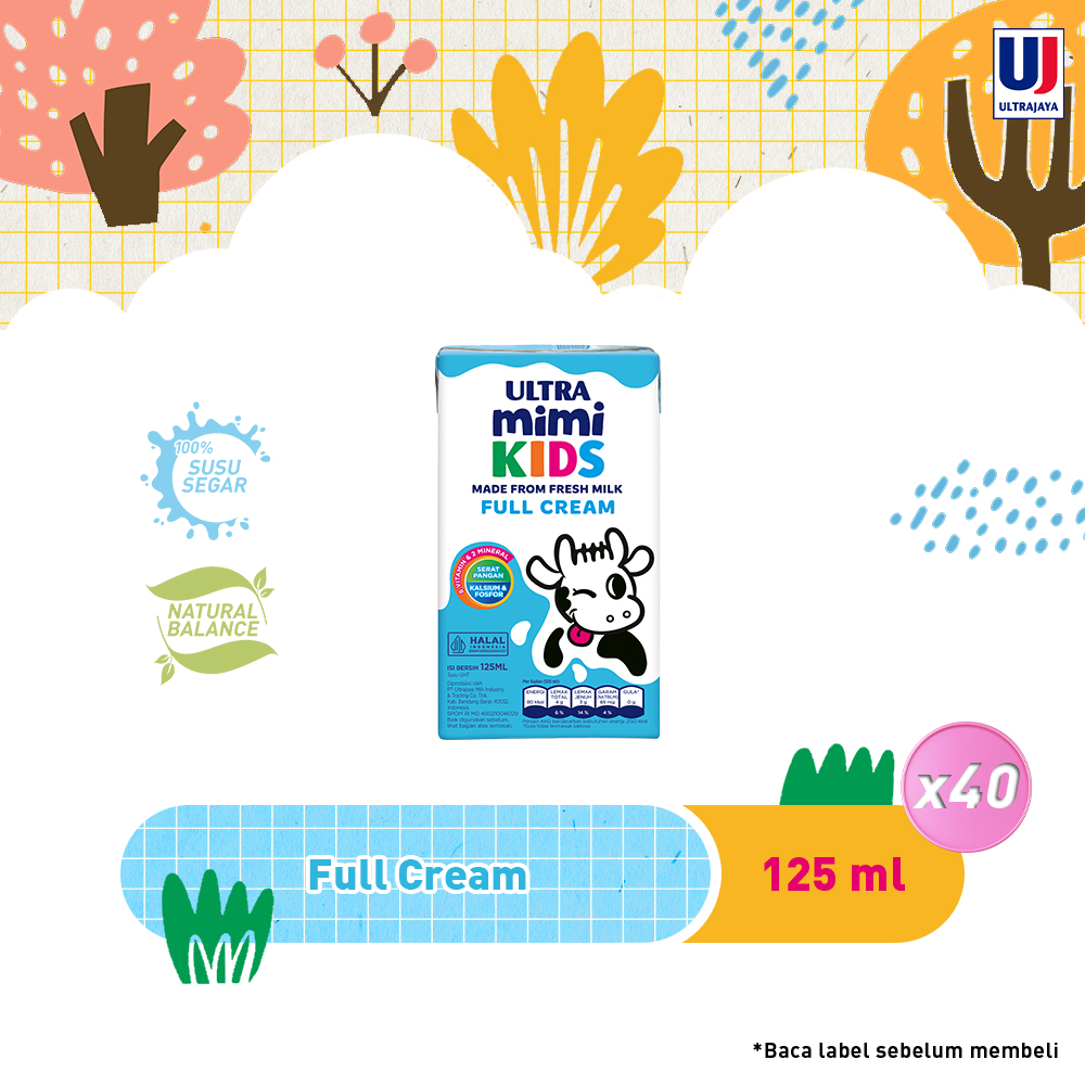 Ultra Mimi Susu UHT Full Cream 125ml isi 40 pcs [Karton] Harga  128,500 rupiah*Gratis Ongkir