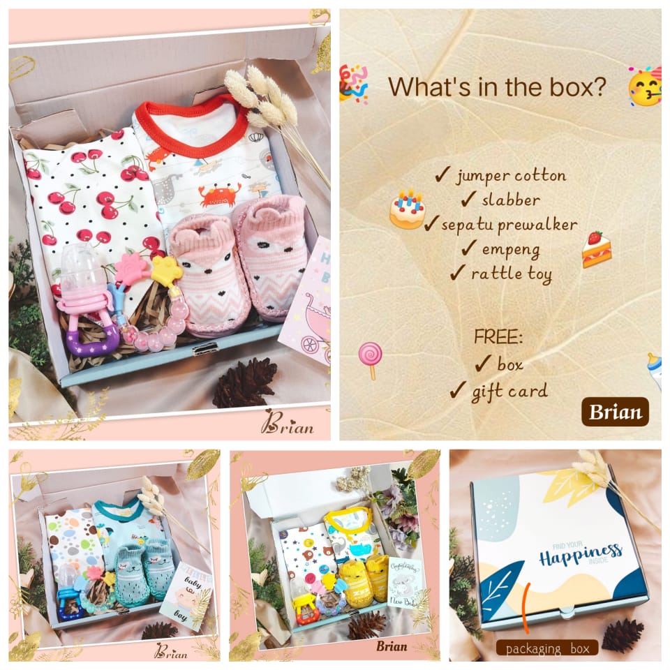 Kado Untuk Anak Perempuan Laki Laki Girl Boy Bayi Baru Lahir Type Brian | Hampers New Brown Born Paket…