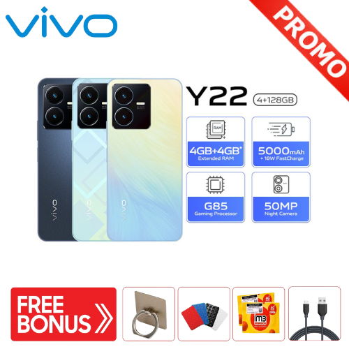 vivo Y22 Helio G85, 50MP Camera, Splash Waterproof Harga 1,070,000 rupiah*Gratis Ongkir