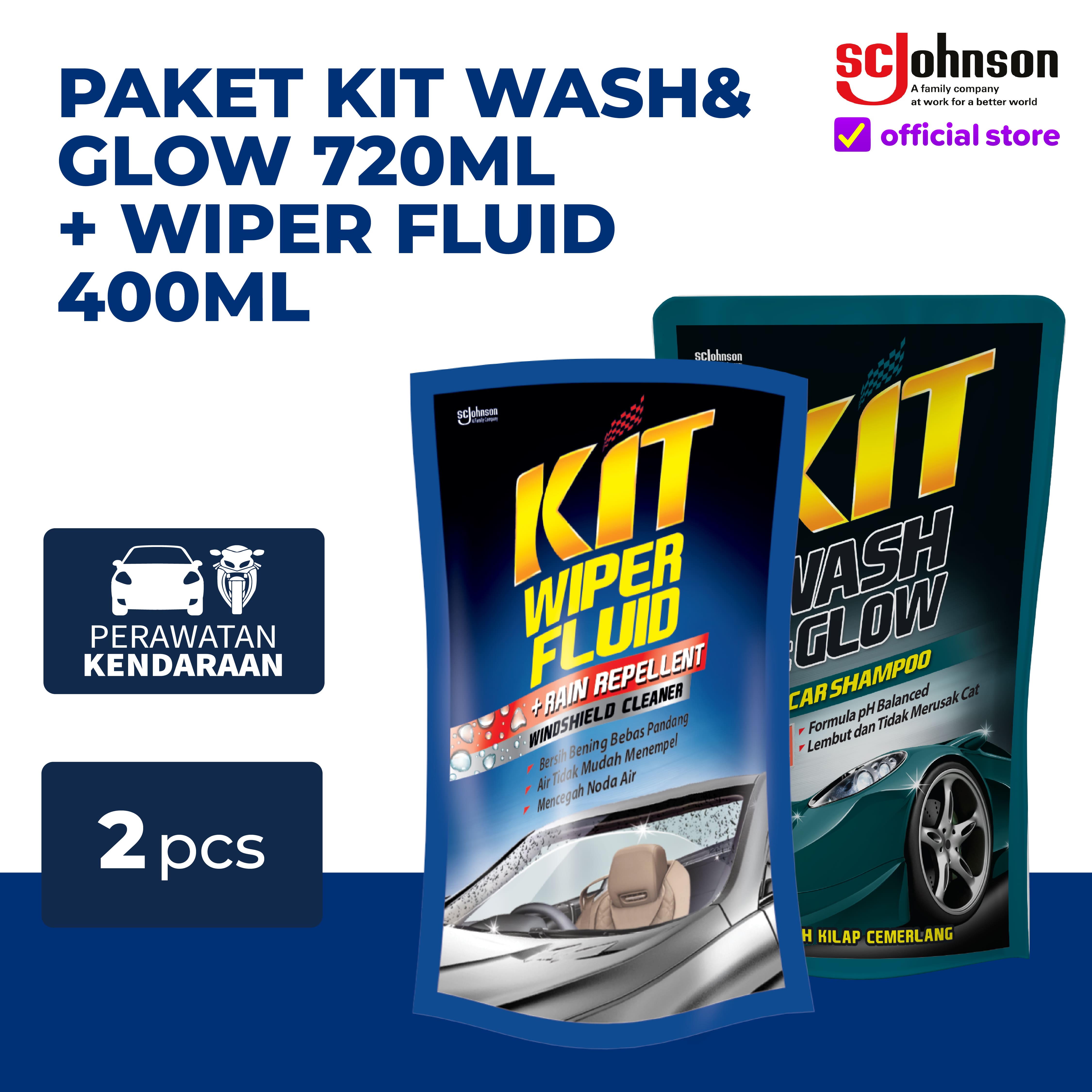Paket Kit Wash & Glow 720mL + Wiper Fluid 400mL Harga 23,020 Ringgit*Penghantaran Percuma