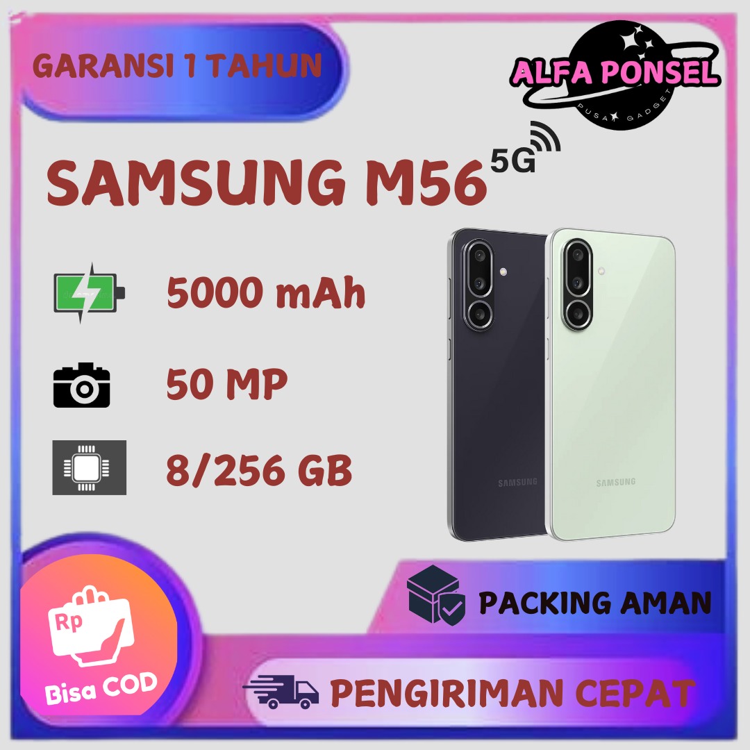 Samsung Galaxy M56 Ram 8/256Gb 5g New Product 12 Month Guarantee Harga 1,979,010 rupiah*Gratis Ongkir