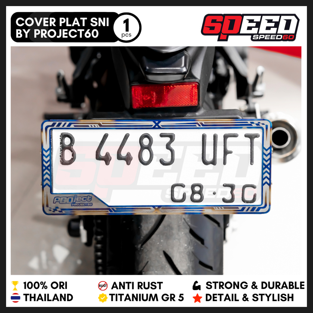 Titanium motorcycle license plate cover SNI size by Project60 King Nut Harga 1,385,000 rupiah*Gratis Ongkir