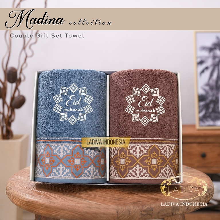 PARCEL LEBARAN - Hampers hadiah box SET Paket COUPLE Handuk Premium MADINA Series Edisi IDUL FITRI + C…