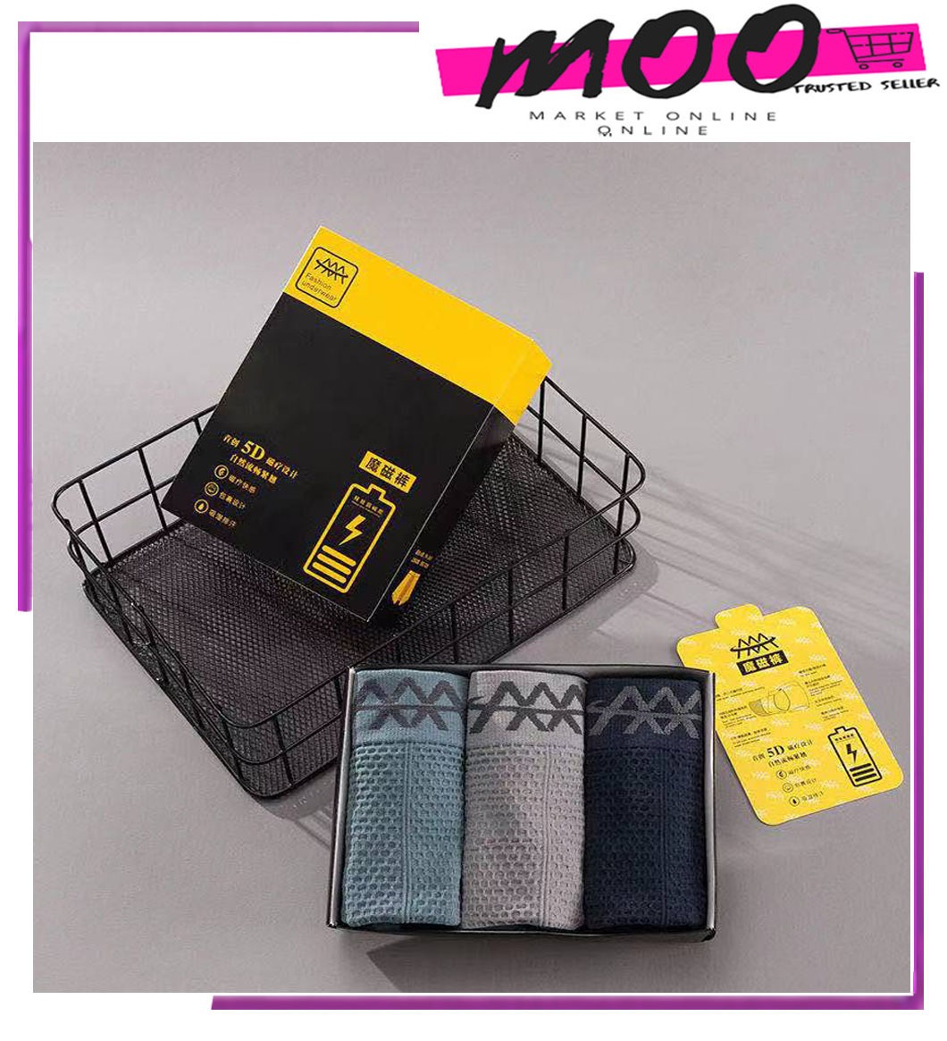 MOO [isi 3] Boxer kesehatan pria Celana dalam pria Katun Magnet Therapy Kesehatan Harga 19,599 rupiah*Gratis Ongkir